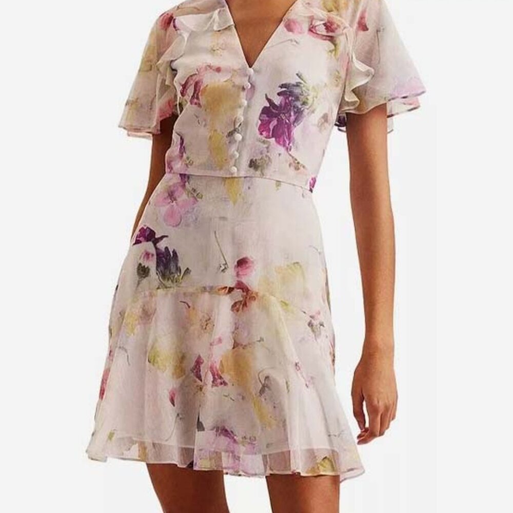 Ted Baker Women's Ivory Angel Sleeve Fit-Flare Mini Dress